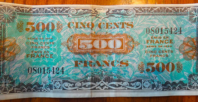 500 francs Drapeau type 1944