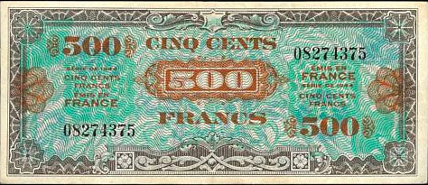 500 francs Drapeau type 1944