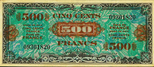 500 francs Drapeau type 1944