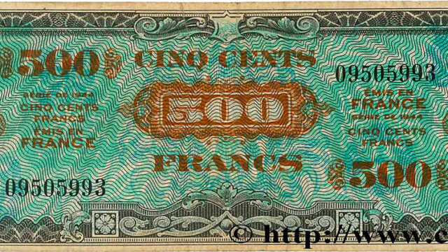 500 francs Drapeau type 1944