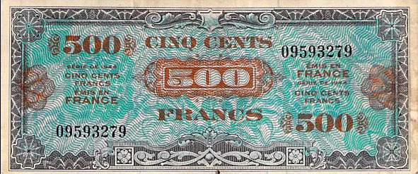 500 francs Drapeau type 1944