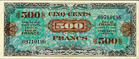 500 francs Drapeau type 1944