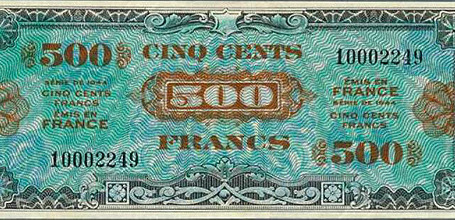 500 francs Drapeau type 1944