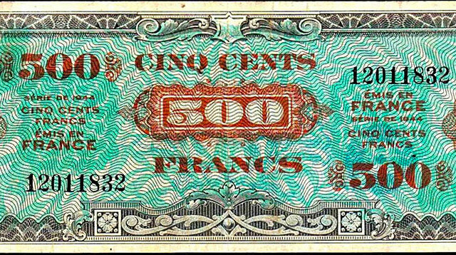 500 francs Drapeau type 1944