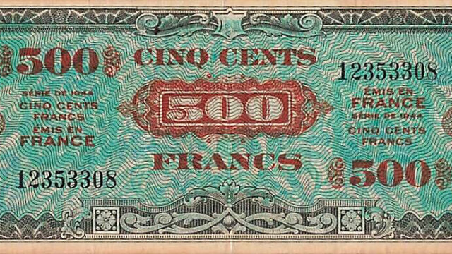 500 francs Drapeau type 1944