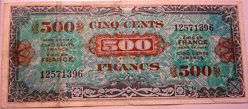 500 francs Drapeau type 1944