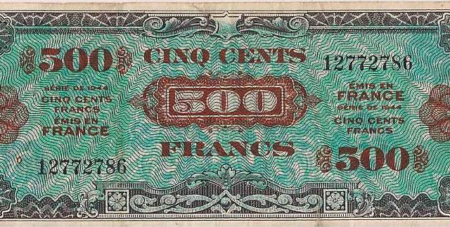 500 francs Drapeau type 1944