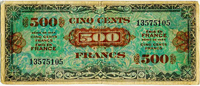 500 francs Drapeau type 1944