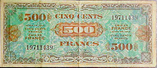 500 francs Drapeau type 1944