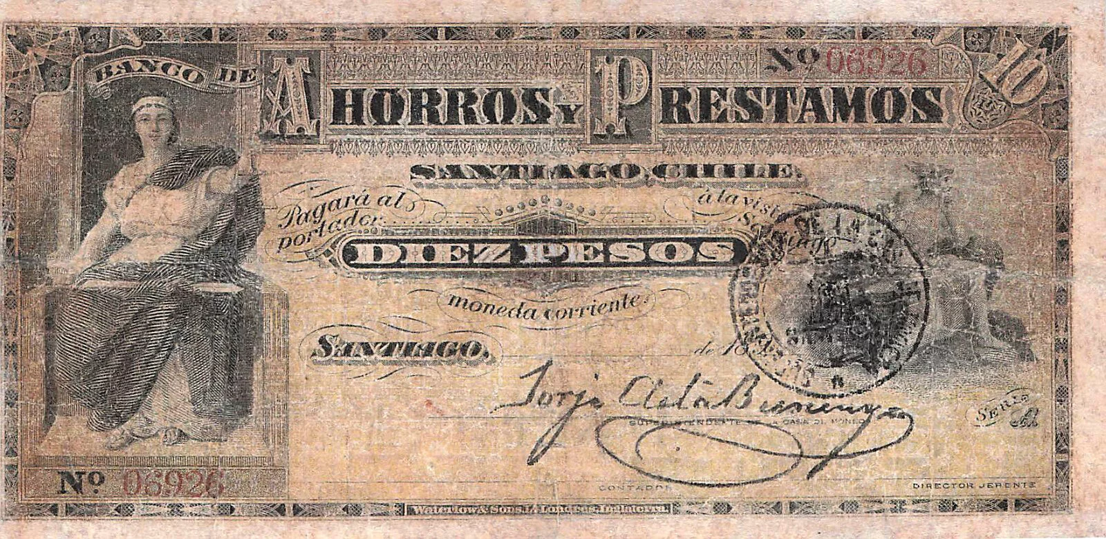 10 Pesos type 1893 Chili