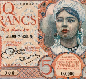 épreuve inédite du 5 francs type 1924, Banque de l'Algérie
